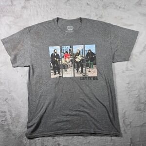 The Beatles Let It Be Graphic T-Shirt Mens L Gray Band Tee Rooftop Concert 2021